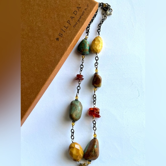 Vintage Silpada Sterling Silver Necklace with Jade, Jasper & Turquoise Stones - Picture 4 of 5